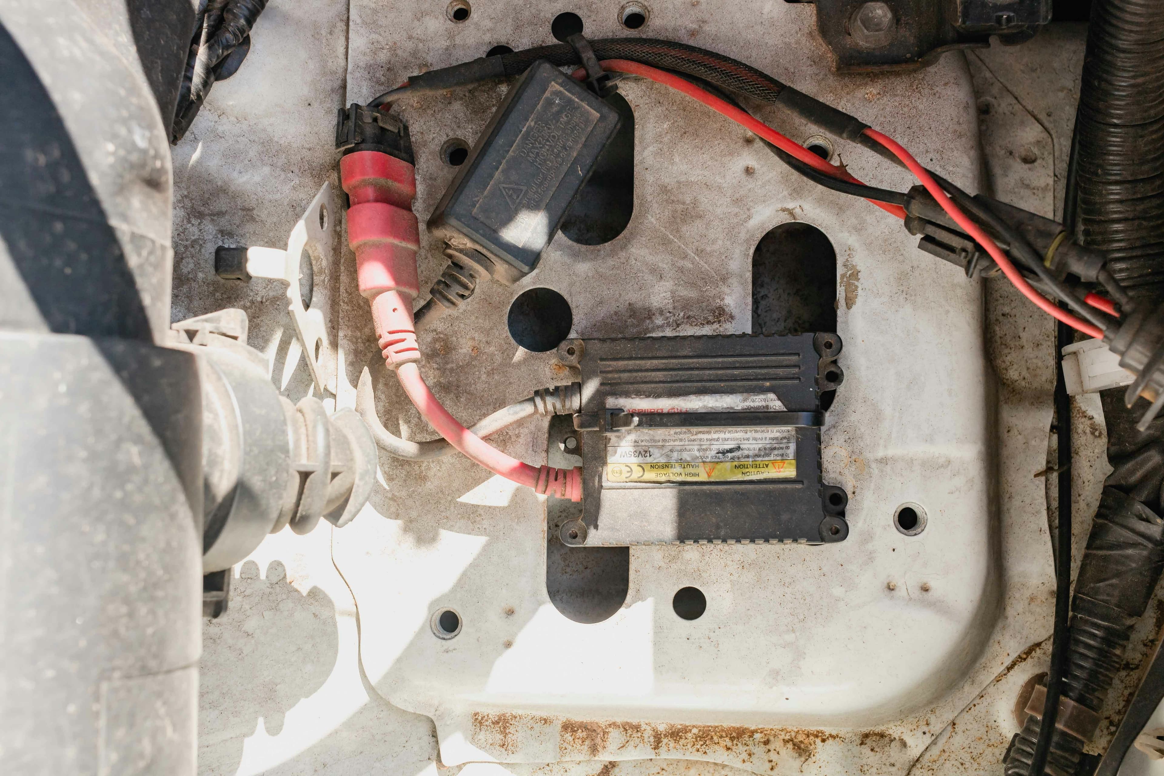 Corroded battery terminals and frayed wiring